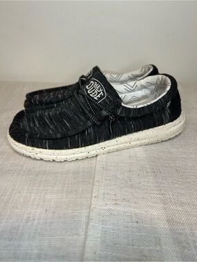 Hey Dude Kids Black Knit Slip-On Sneakers with White Speckled Sole